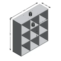 Bibliothèque 9 Compartiments Couleur Béton MEGA