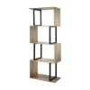Bibliothèque 4 Niveaux Décor Bois et Montants Métal