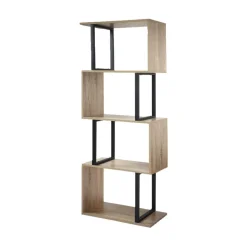 Bibliothèque 4 Niveaux Décor Bois et Montants Métal