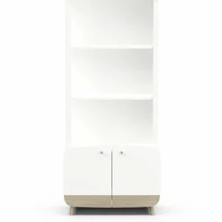 Bibliothèque 2 tablettes et 2 Portes FIRMIANA blanc et pin naturel