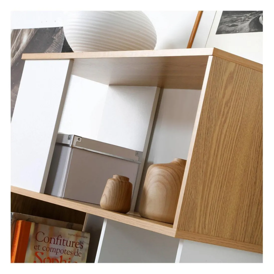 Bibliothèque avec Décor Chêne en bois Blanc