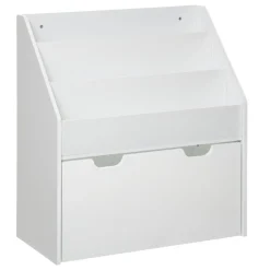 Bibliothèque enfant, bac à roulettes, blanc