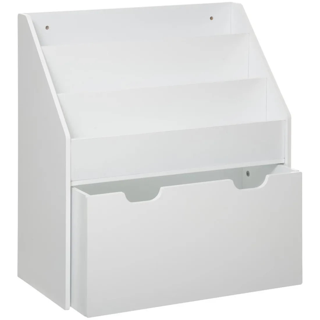 Bibliothèque enfant, bac à roulettes, blanc