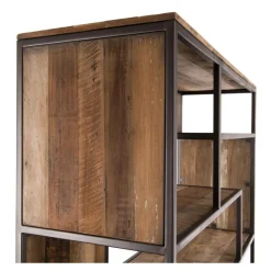 Bibliothèque SIXTINE 6 Niveaux Avec 6 Open Space Bois Teck Recyclé Acacia Mahogany Et Métal