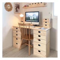 Bloc 2 tiroirs en pin massif