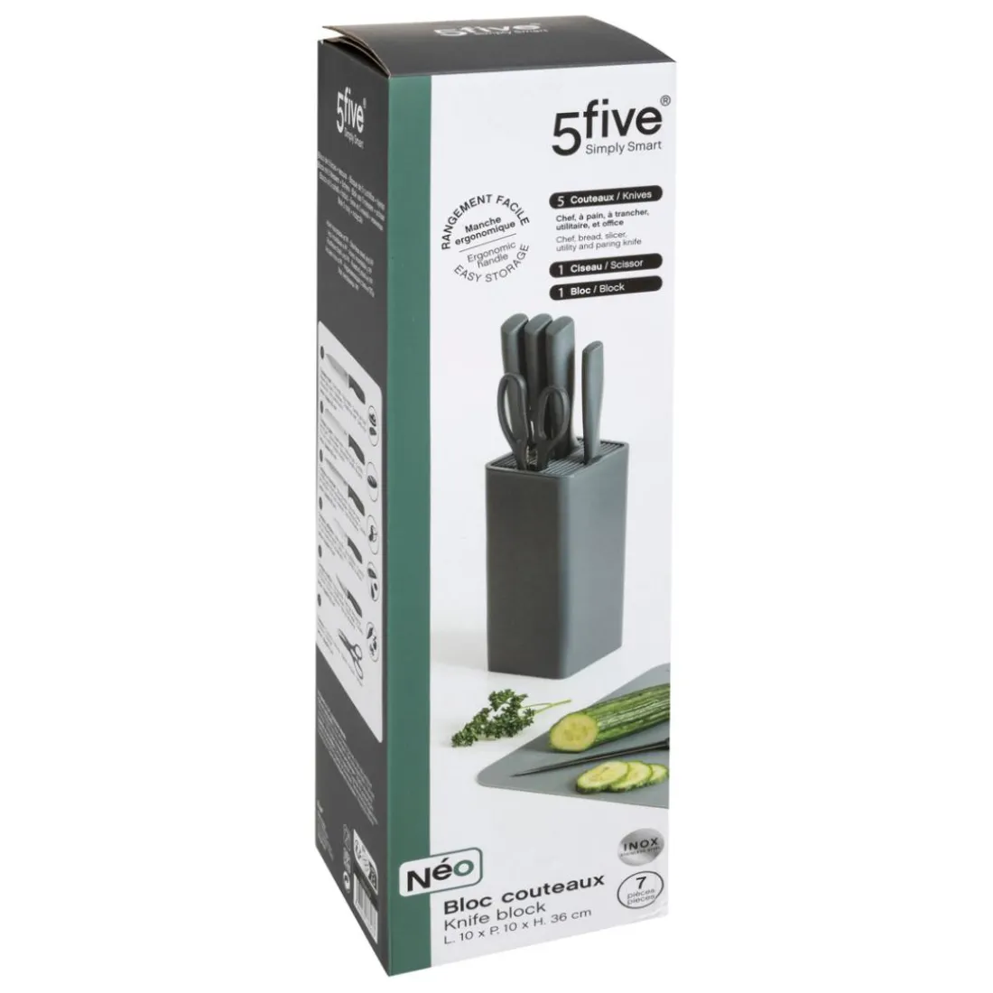 Bloc de 5 couteaux et ciseau