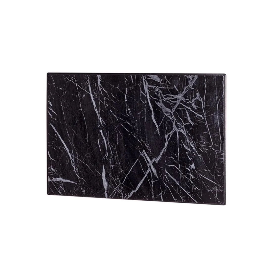 Boite de rangement en métal laqué noir motif marbre foncé avec 9 crochets