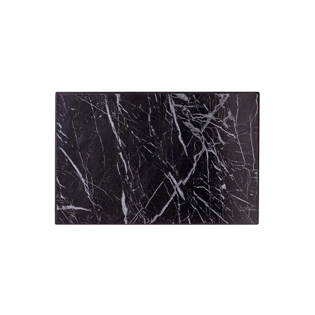 Boite de rangement en métal laqué noir motif marbre foncé avec 9 crochets