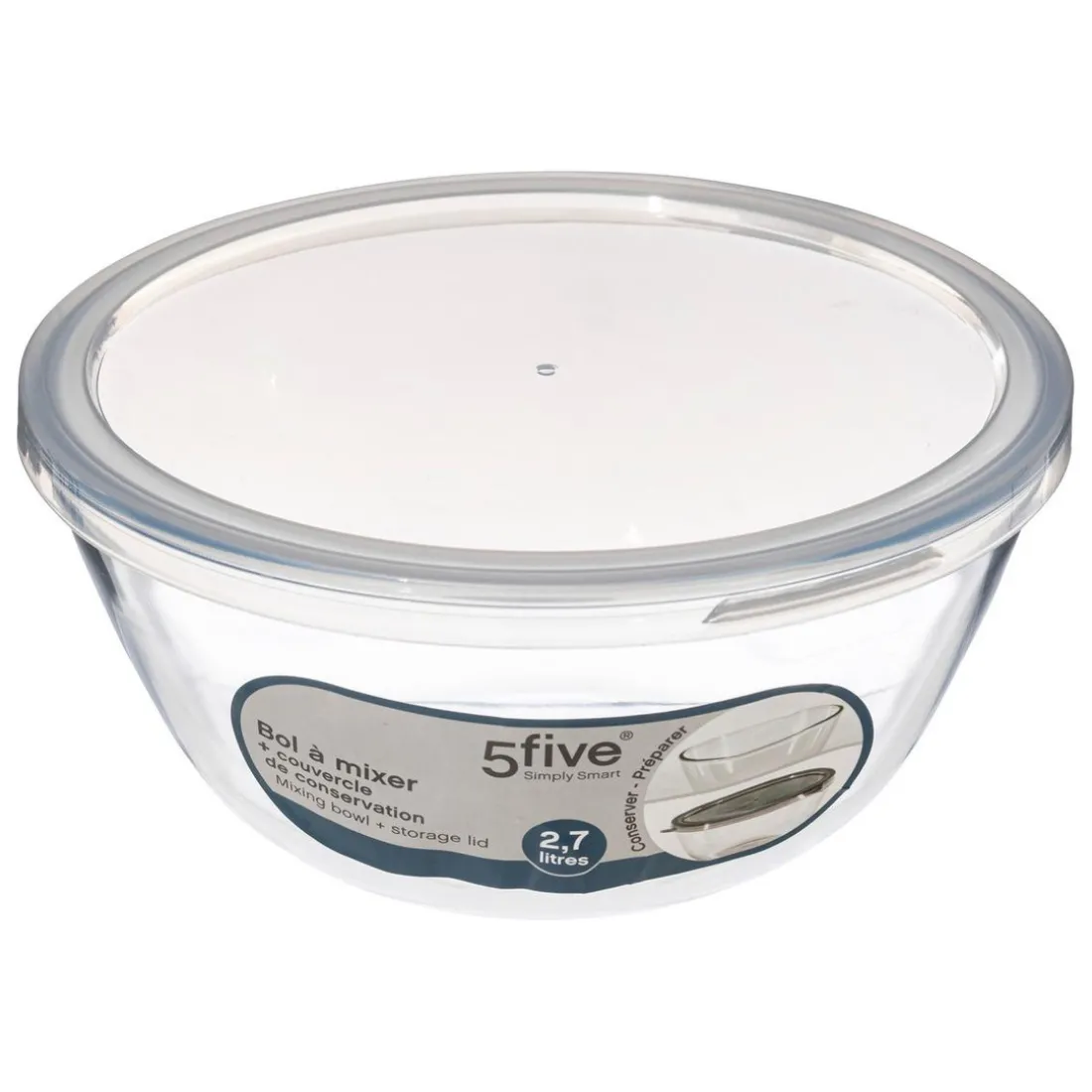 Bol à mixer 2,7L avec couvercle en verre