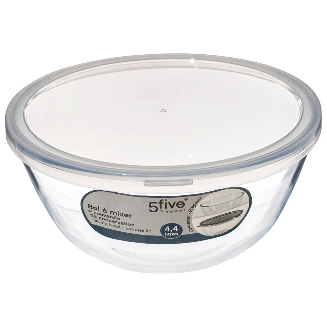 Bol à mixer 4,4L avec couvercle en verre