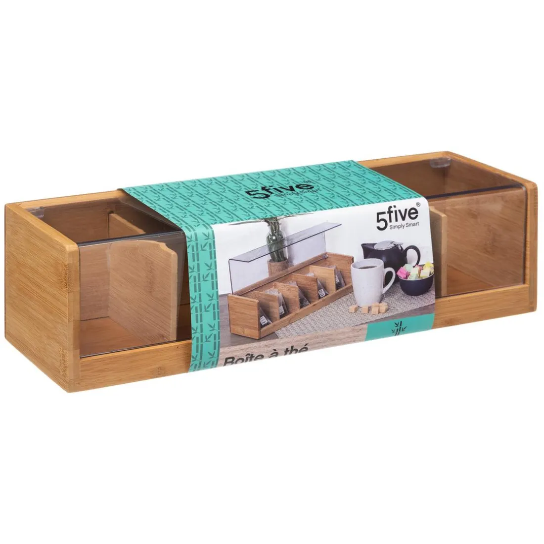 Boîte à thé 5 compartiments bambou