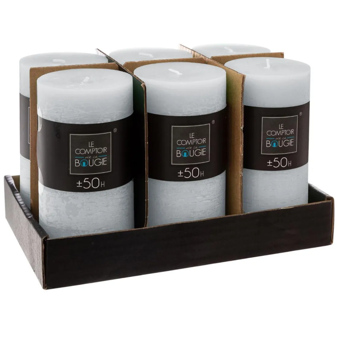 Bougie cylindrique rustique blanc H32