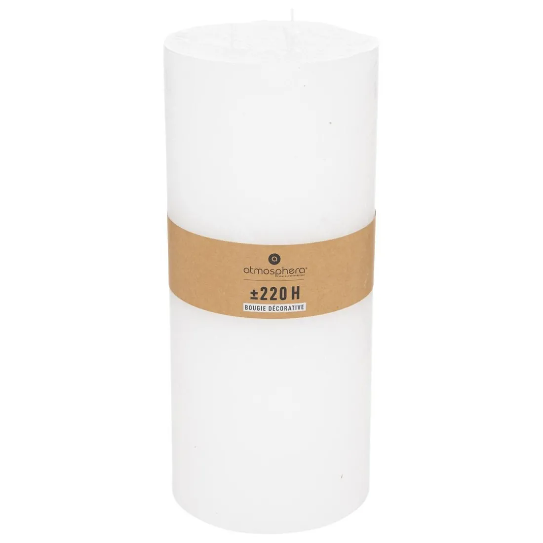 Bougie cylindrique rustique blanc H32