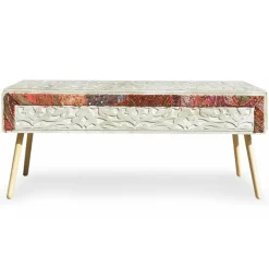 Bout de Lit Jadida Blanc et Tissu