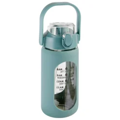 Bouteille en verre et silicone avec paille et housse