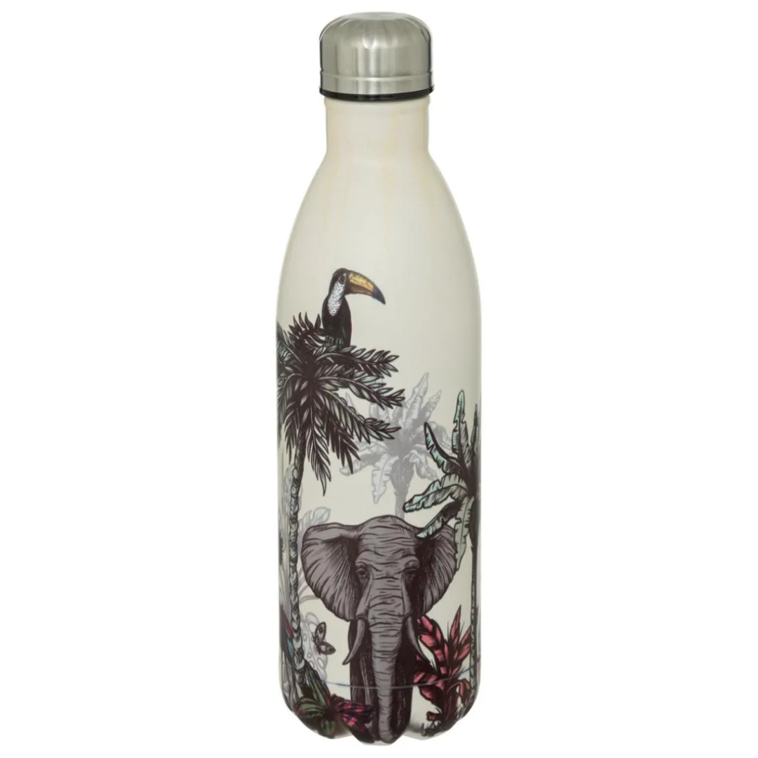 Bouteille isotherme tropical 1L à motif animal tropical en acier Multicolore