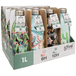 Bouteille 1L cactus et fleurs