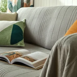 Boutis, plaid ou jeté de canapé uni en coton ORION- Gris