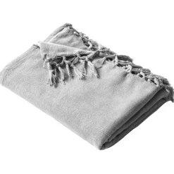 Boutis, plaid ou jeté de canapé uni en coton ORION- Gris