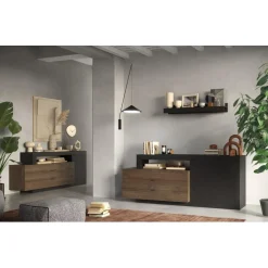 Buffet 1 porte 3 tiroirs en panneaux de particules marron