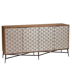 Buffet 4 portes à motifs ethniques et pieds croisés