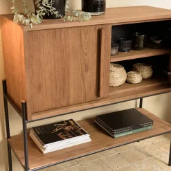 Buffet 2 portes 1 niche en bois de teck recyclé naturel