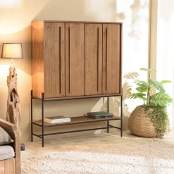 Buffet 4 portes 1 niche en bois de teck recyclé