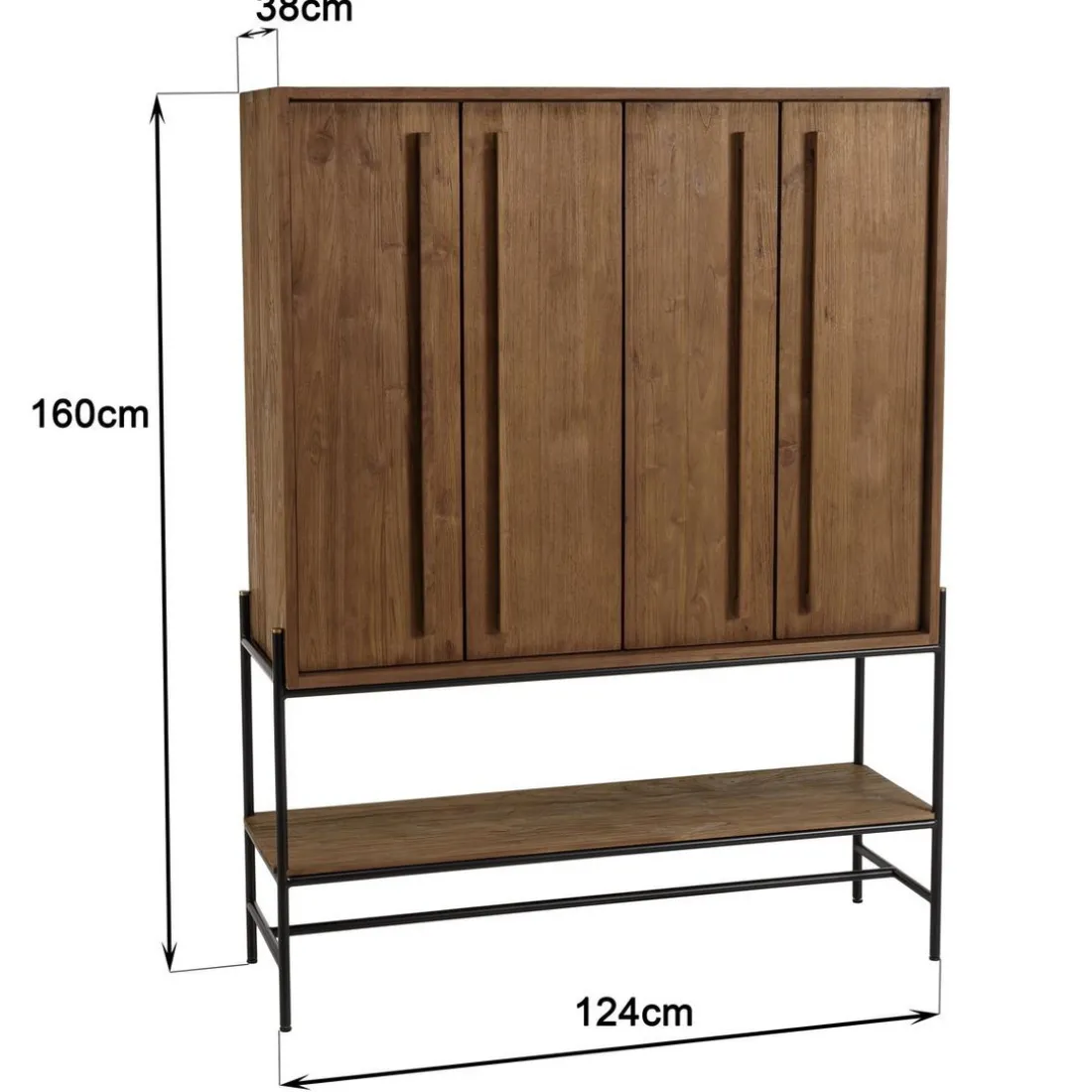 Buffet 4 portes 1 niche en bois de teck recyclé