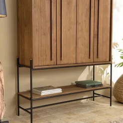 Buffet 4 portes 1 niche en bois de teck recyclé