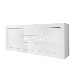 Buffet 2 portes 3 tiroirs BASIC laqué blanc brillant