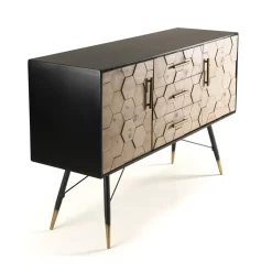 Buffet 2 portes 3 tiroirs scandinave en Sapin et métal - DEBBIE