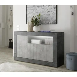 Buffet 3 portes battantes URBINO oxyde et cement