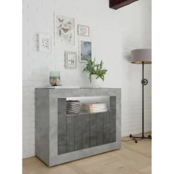 Buffet 2 portes battantes URBINO cément et oxyde