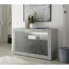 Buffet 3 portes battantes URBINO cement et oxyde