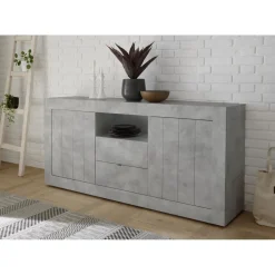Buffet 2 portes battantes et 2 tiroirs URBINO gris ciment