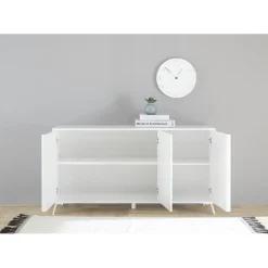 Buffet 3 portes blanc lacqué brillant