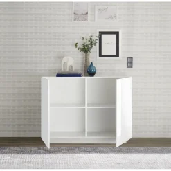 Buffet 2 portes blanc laqué brilliant