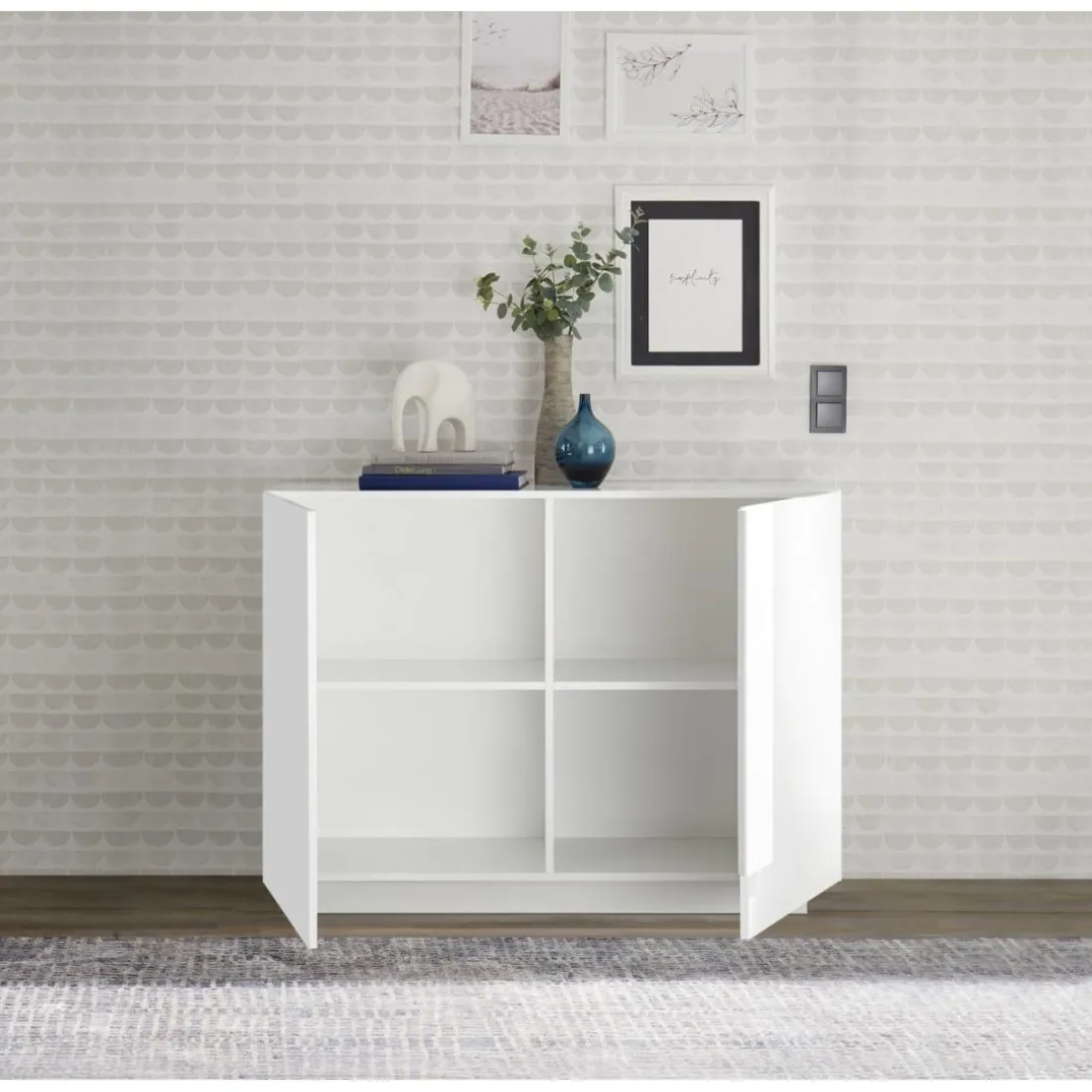 Buffet 2 portes blanc laqué brilliant