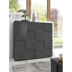 Buffet 2 portes en bois DAMA laqué antrhacite brillant