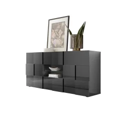 Buffet 2 portes et 2 tiroirs DAMA laqué anthracite brillant