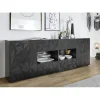 Buffet 2 portes et 4 tiroirs PRISMA laqué anthracite brillant
