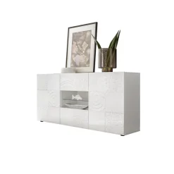 Buffet 2 portes et 2 tiroirs MIRO laqué blanc brillant