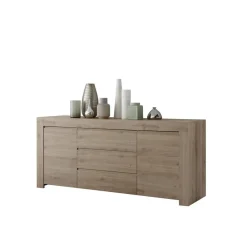 Buffet 2 portes et 3 tiroirs en bois FIRENZE décor chene