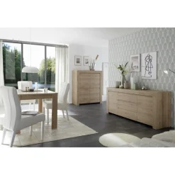 Buffet 2 portes et 3 tiroirs en bois FIRENZE décor chene