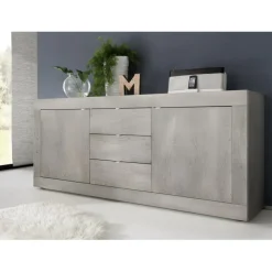 Buffet 2 portes et 3 tiroirs BASIC décor chene