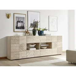 Buffet 2 portes et 4 tiroirs MIRO décor chêne