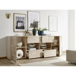 Buffet 2 portes et 4 tiroirs MIRO décor chêne