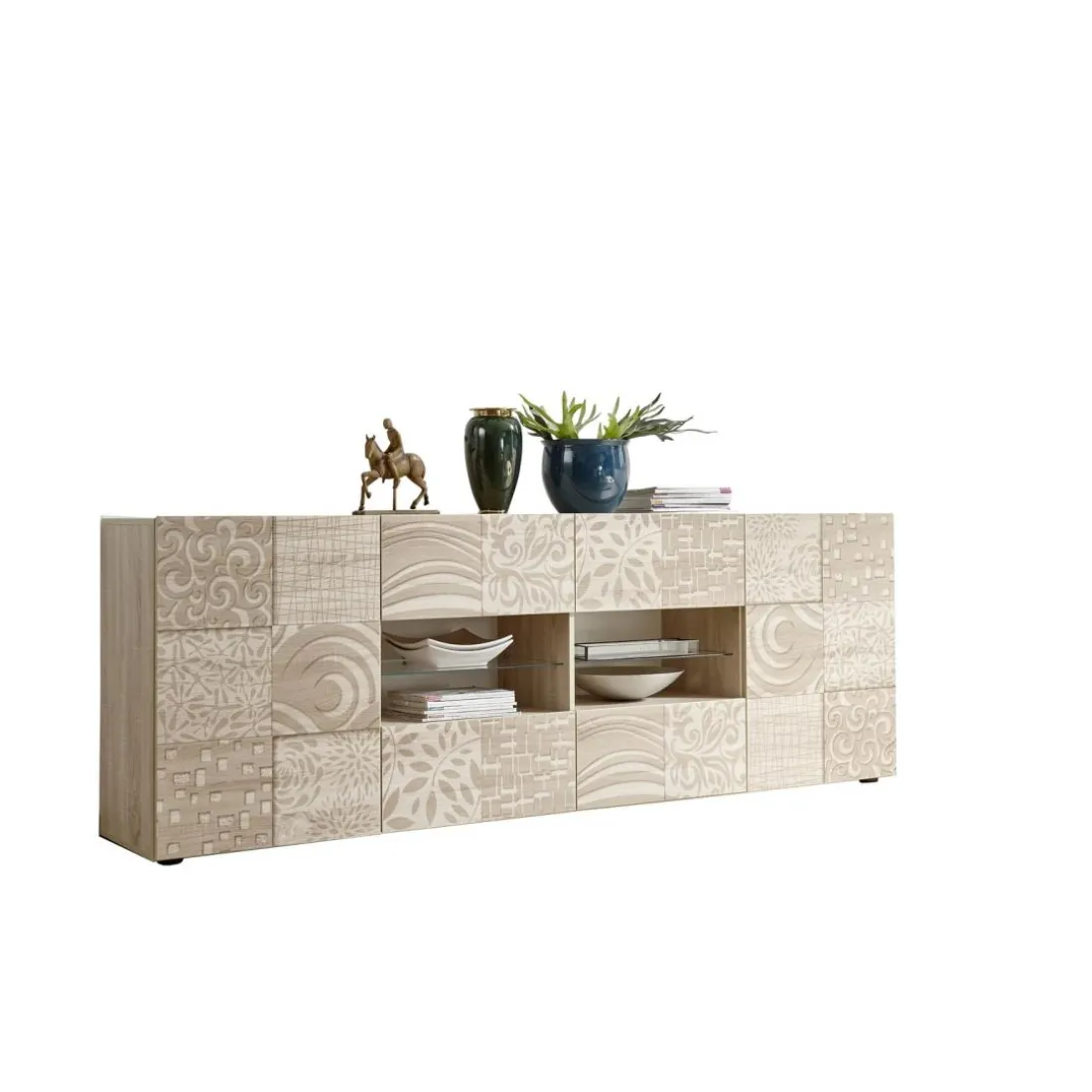 Buffet 2 portes et 4 tiroirs MIRO décor chêne