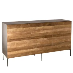 Buffet 3 Portes MADISON Bois Teck Recyclé Métal Et Pieds Métal