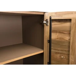 Buffet 3 Portes MADISON Bois Teck Recyclé Métal Et Pieds Métal